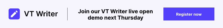 Banner - Join our VT Writer live open demo next Thursday